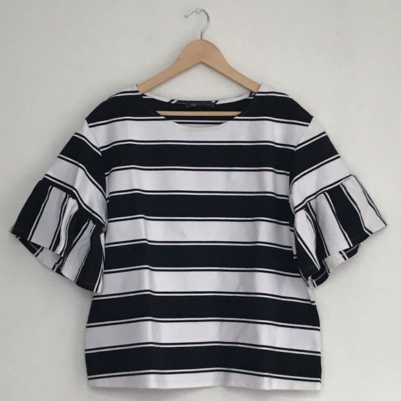 M&S Collection | Black & cream striped top | UK 18 - Picture 1 of 6